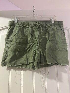 a.n.a Olive Green Elastic Waist Shorts